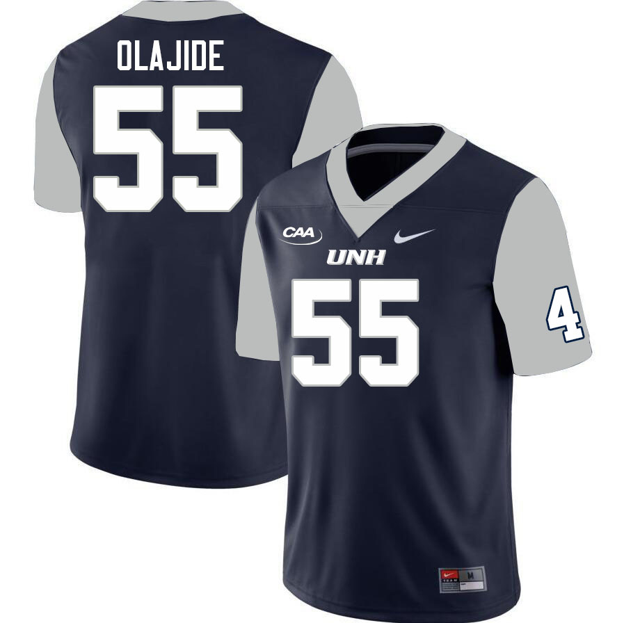 New Hampshire Wildcats #55 Tolu Olajide College Football Jerseys Stitched Sale-Navy